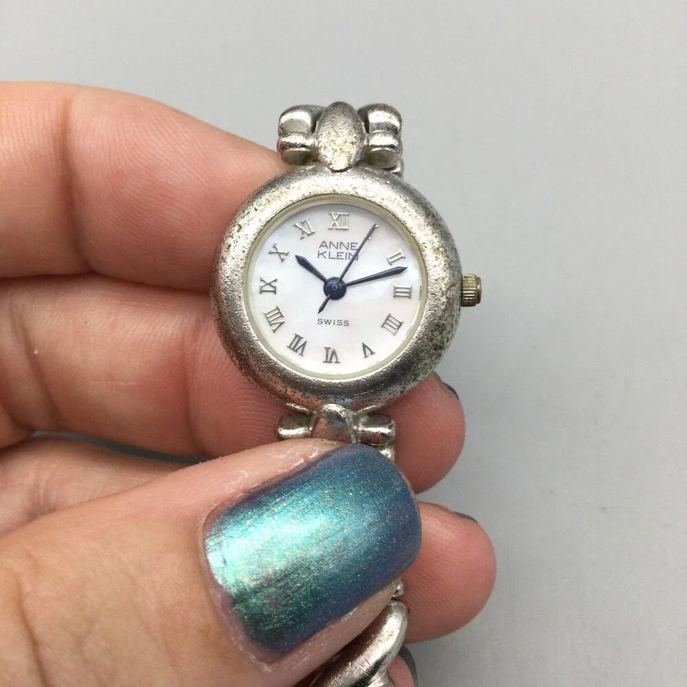 Vintage Anne Klein Womens Watch 22mm Sterling Silver 925 New Battery 5.25